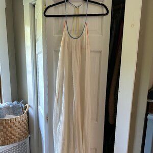 Madewell Cover-up Maxi (white with colorblock spaghetti straps) - Sz S